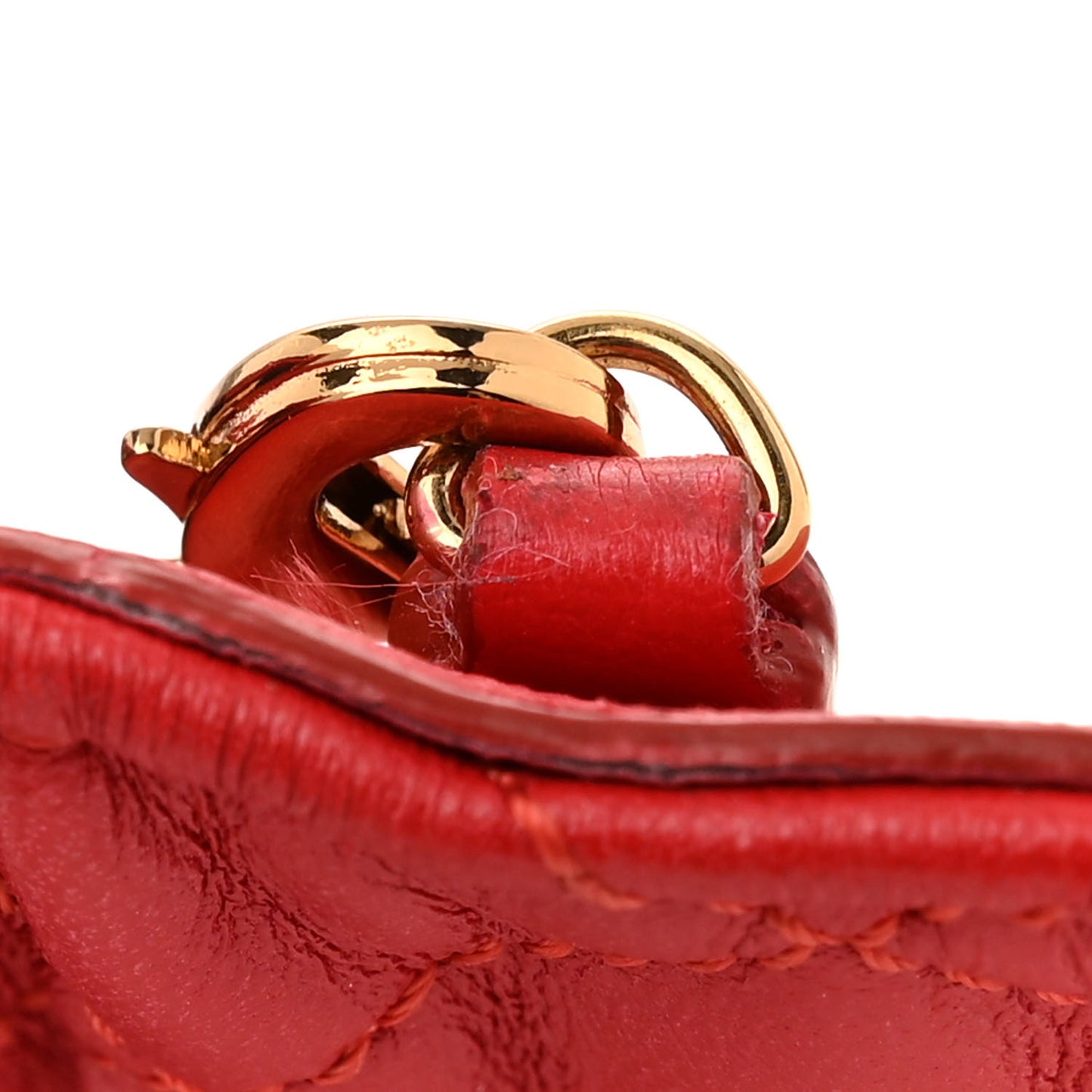 Lambskin Quilted Medusa Wallet On Chain Crossbody Red