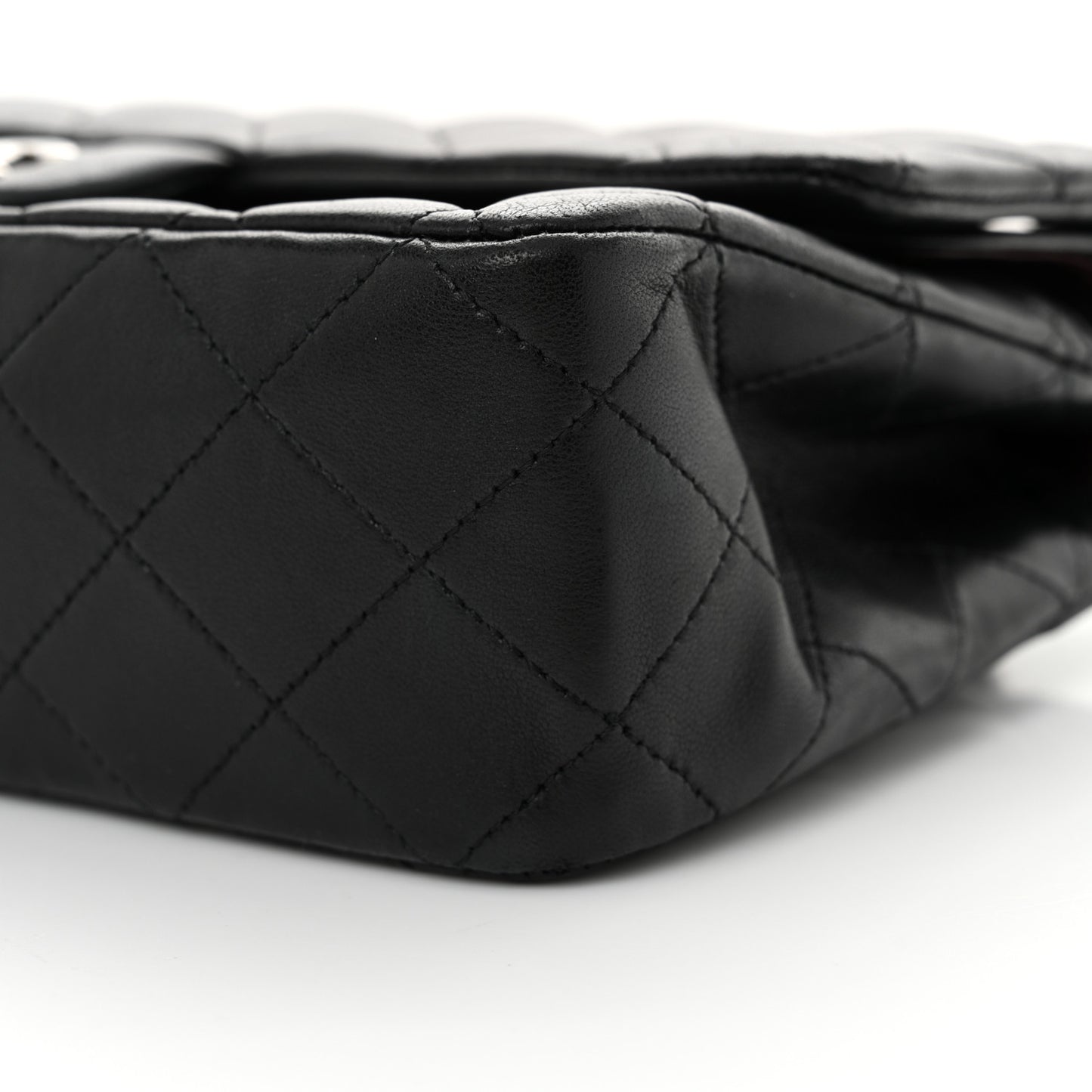 Lambskin Quilted Medium Double Flap Black