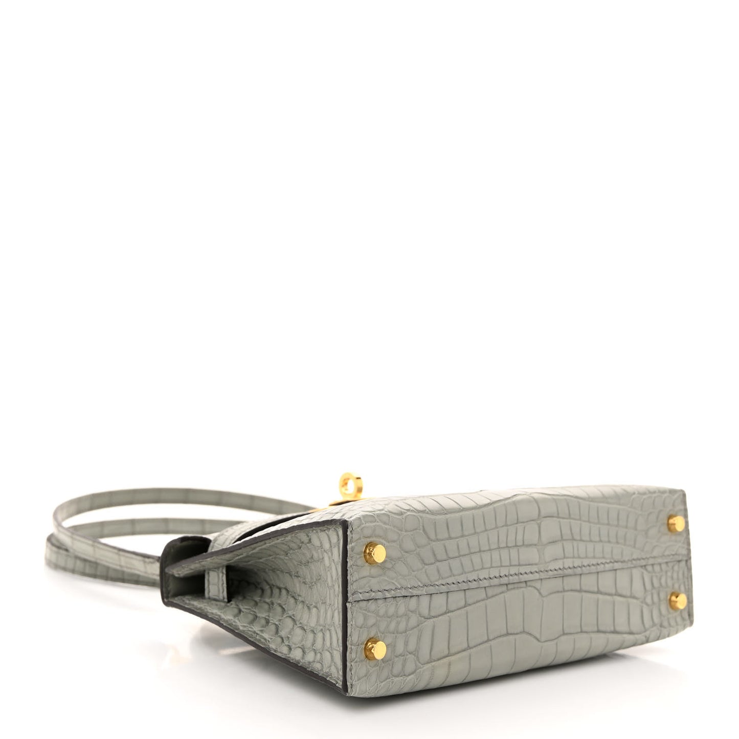 Matte Alligator Mini Kelly Sellier 20 Gris Ciment