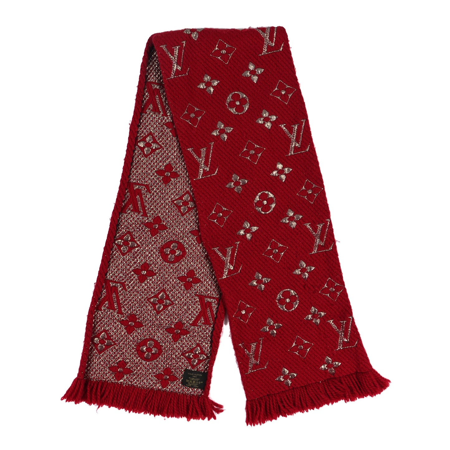 Wool Silk Logomania Shine Scarf Rubis