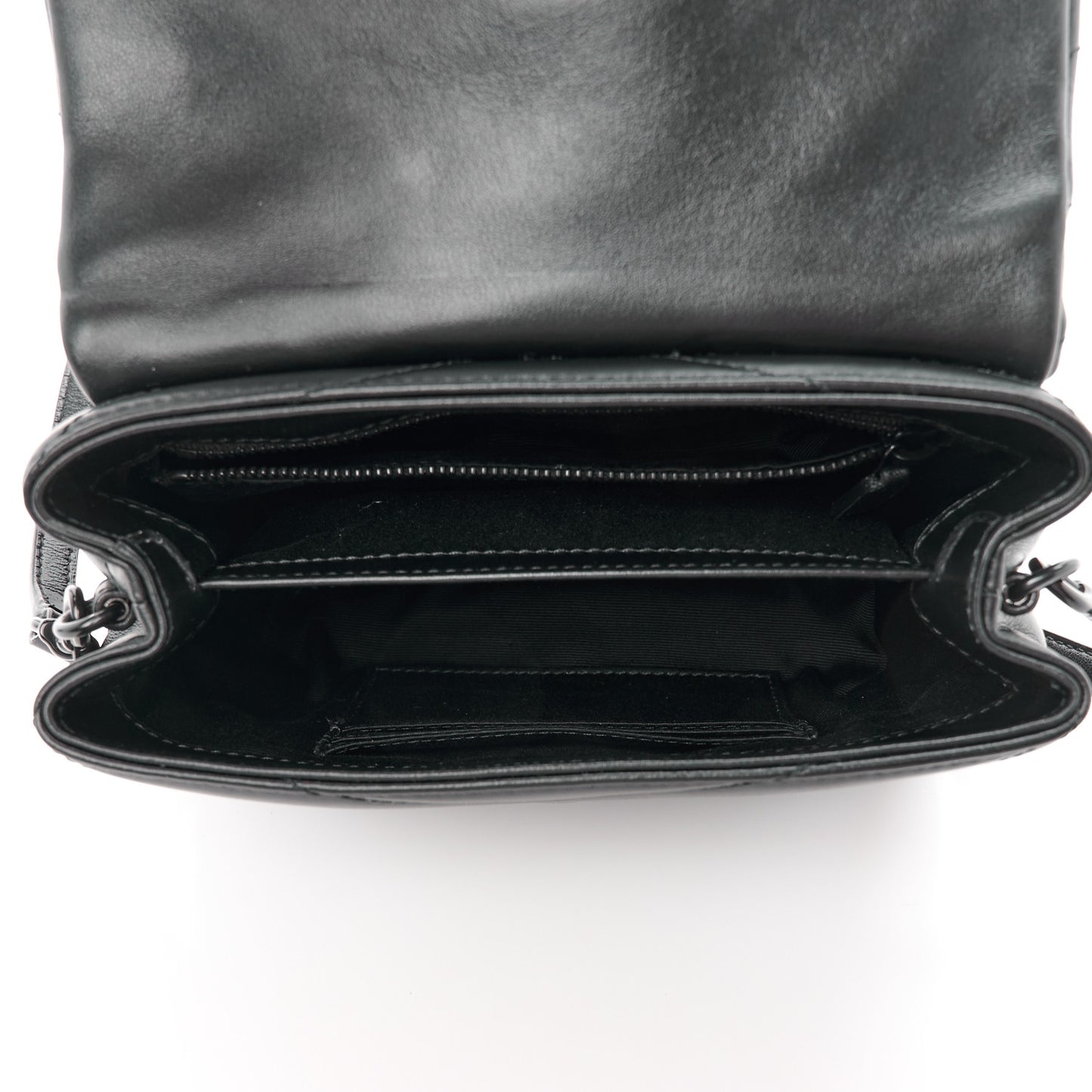 Calfskin Y Quilted Monogram Monochrome Toy Loulou Crossbody Bag Black