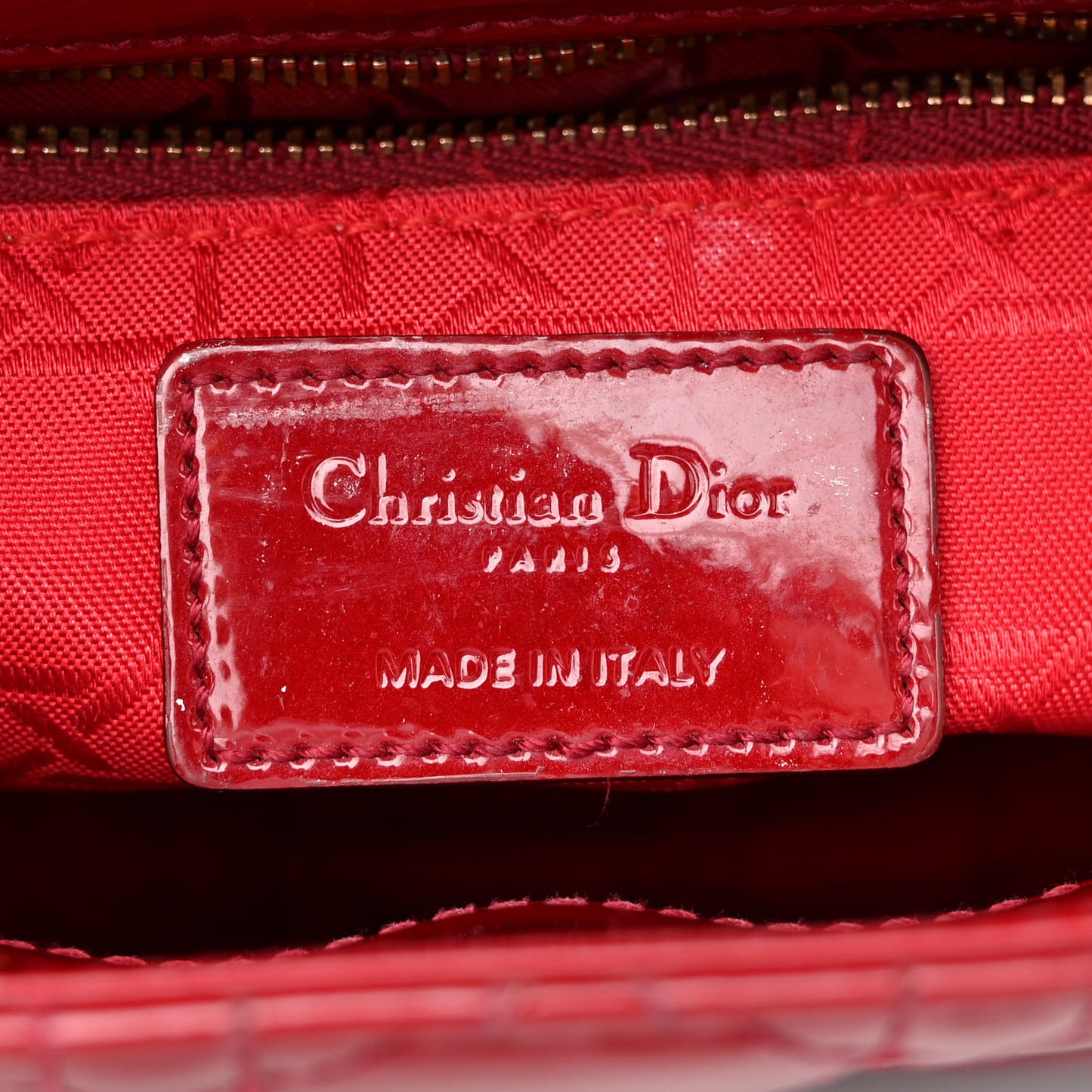 Patent Cannage Mini Lady Dior Red