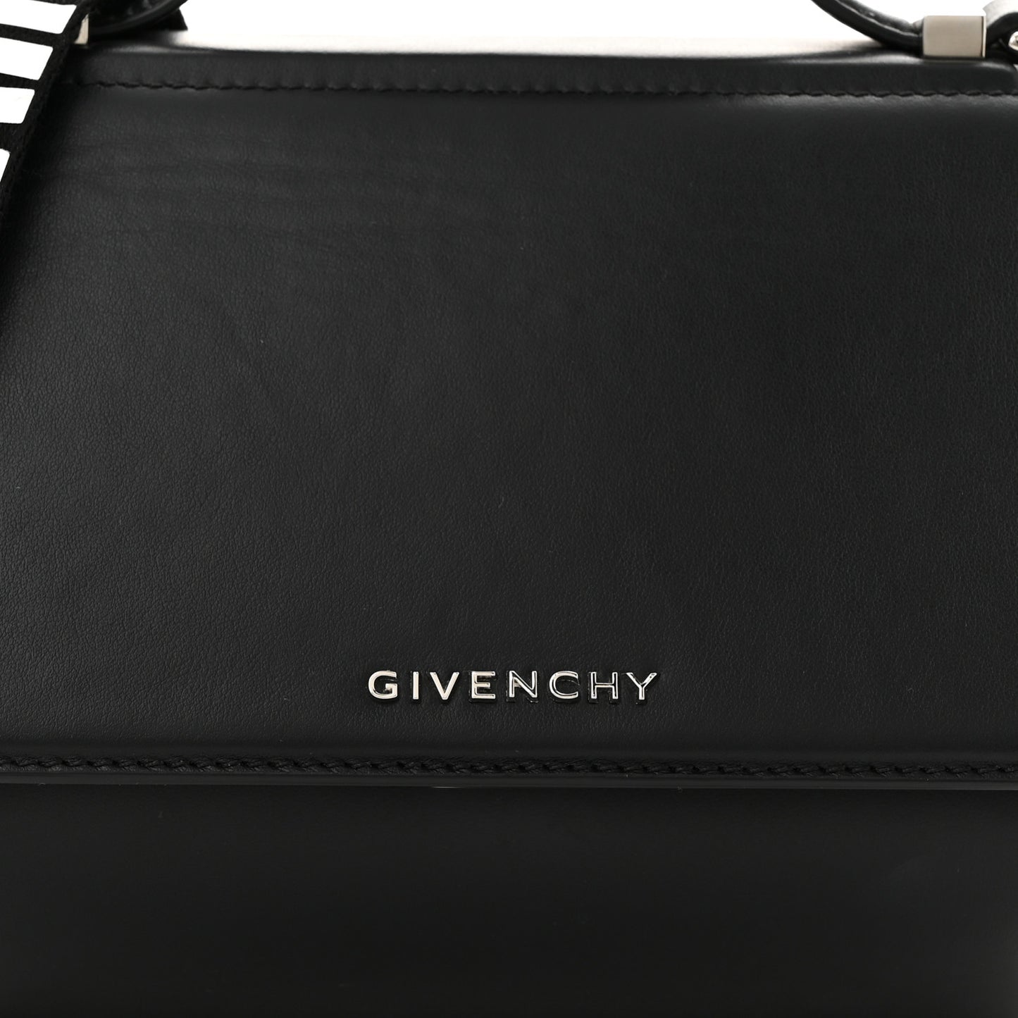 Calfskin Mini Pandora Box Logo Strap Crossbody Bag Black