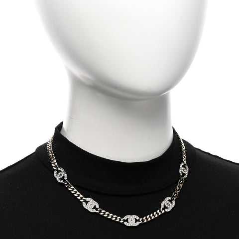 Crystal Chain CC Link Choker Gold Silver