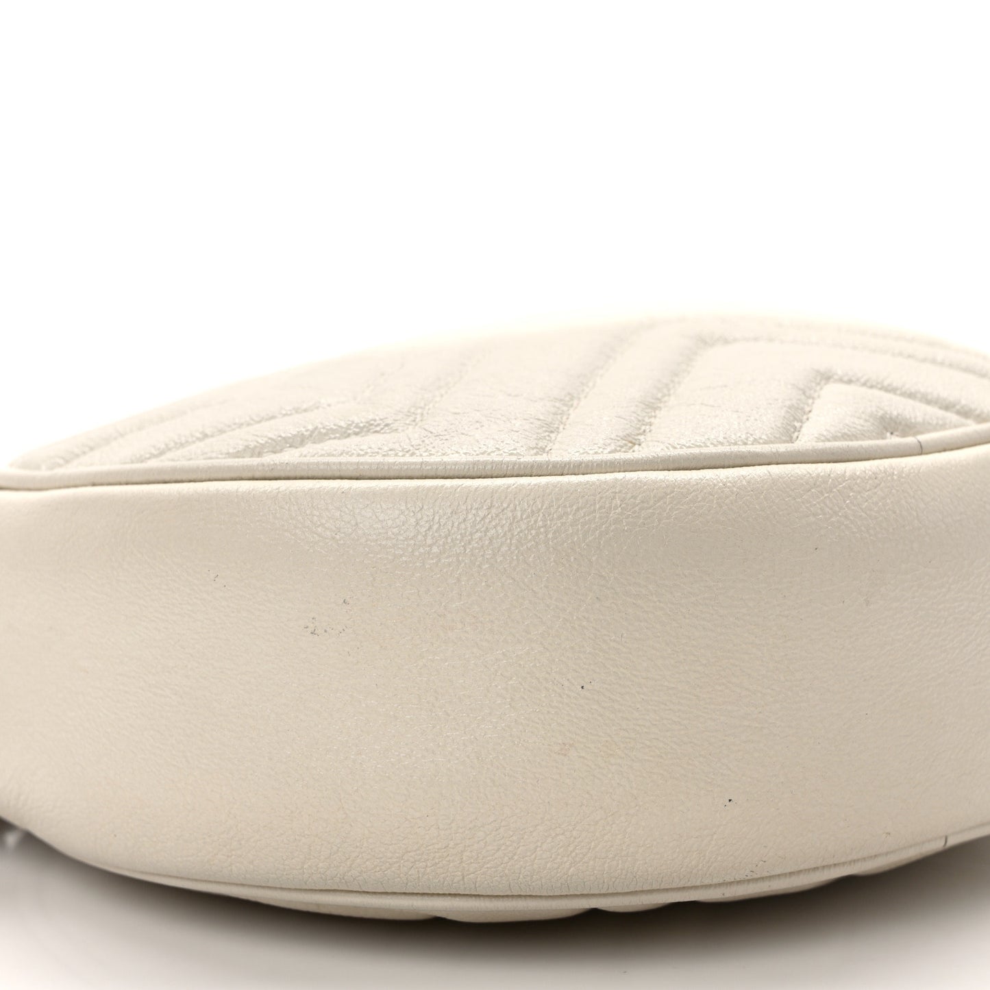 Calfskin Matelasse Mini GG Marmont Round Shoulder Bag White