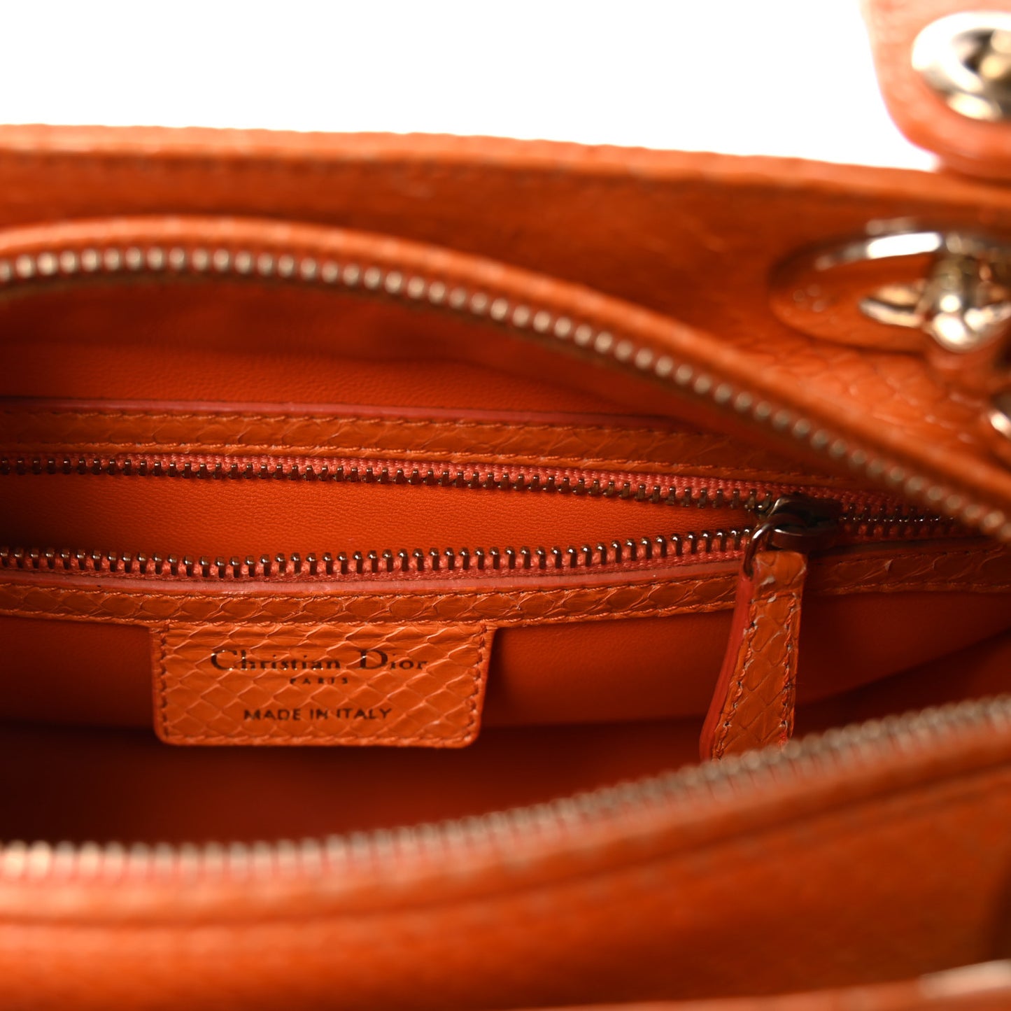 Snakeskin Medium Lady Dior Orange