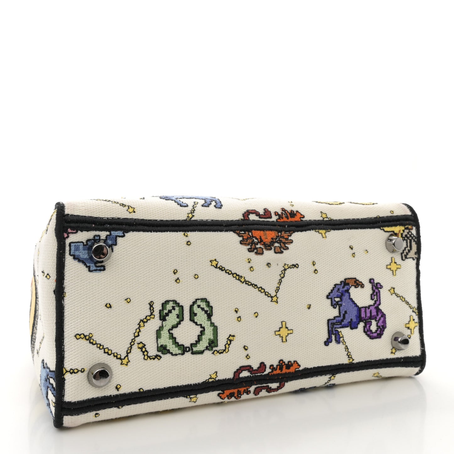 Canvas Pixel Zodiac Embroidered Medium Lady D-Lite Ecru Multicolor