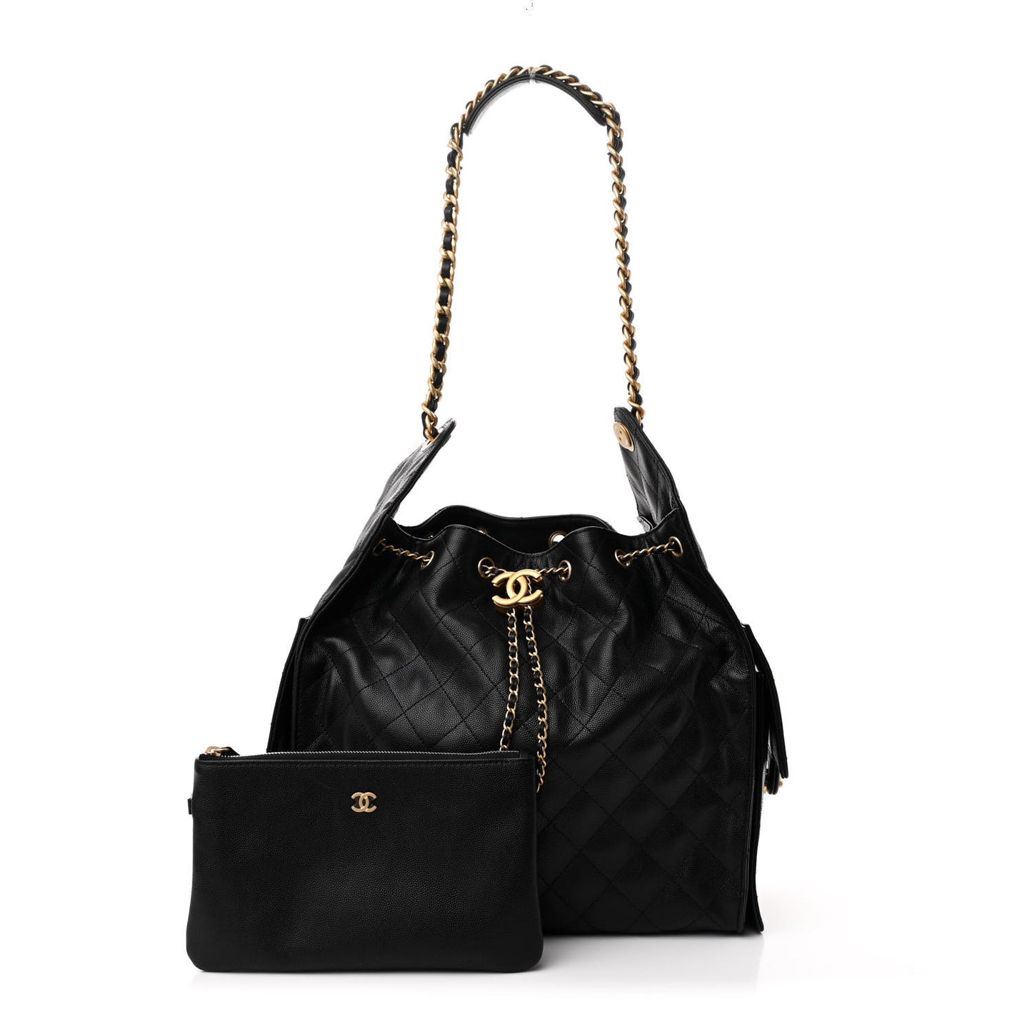 Caviar Quilted Medium Chanel 25 Handbag Black