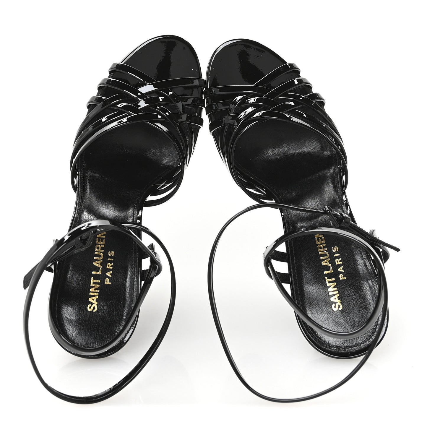 Patent Platform Criss Cross Sandals 37 Black