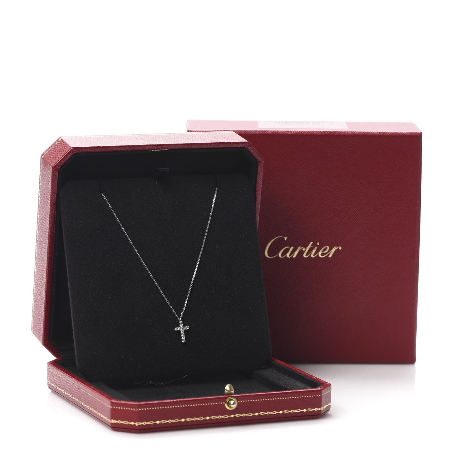 18K White Gold Diamond Symbols Cross Pendant Necklace