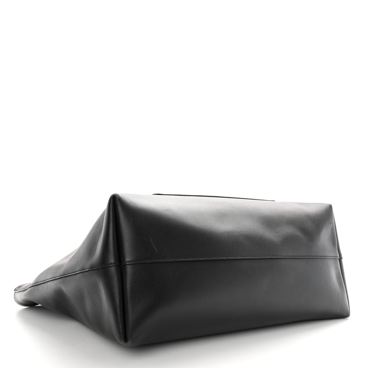 City Calf Front Pocket Large Shopping Tote Black