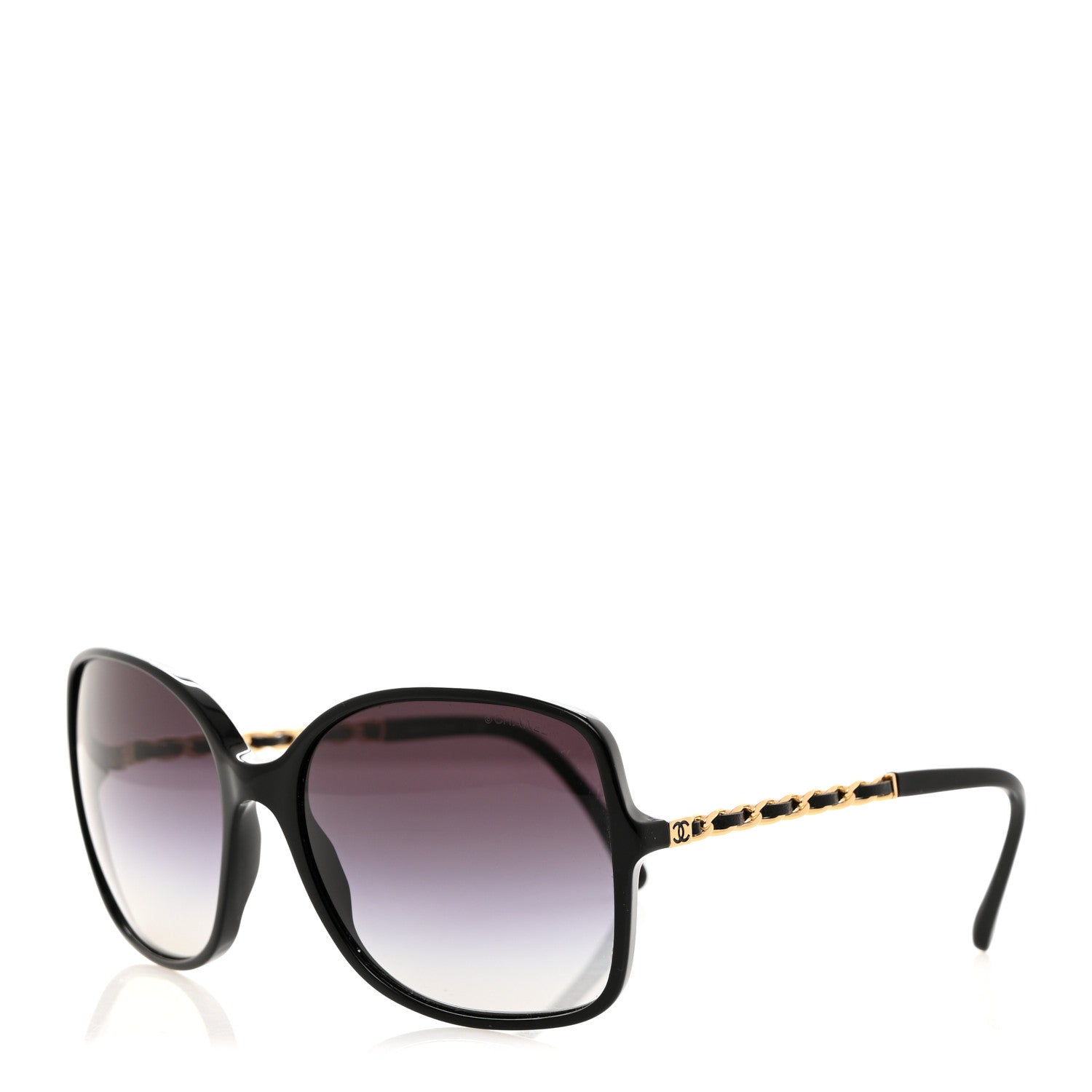 Chanel Lambskin Square Chain Sunglasses 5210-Q Black 1485377