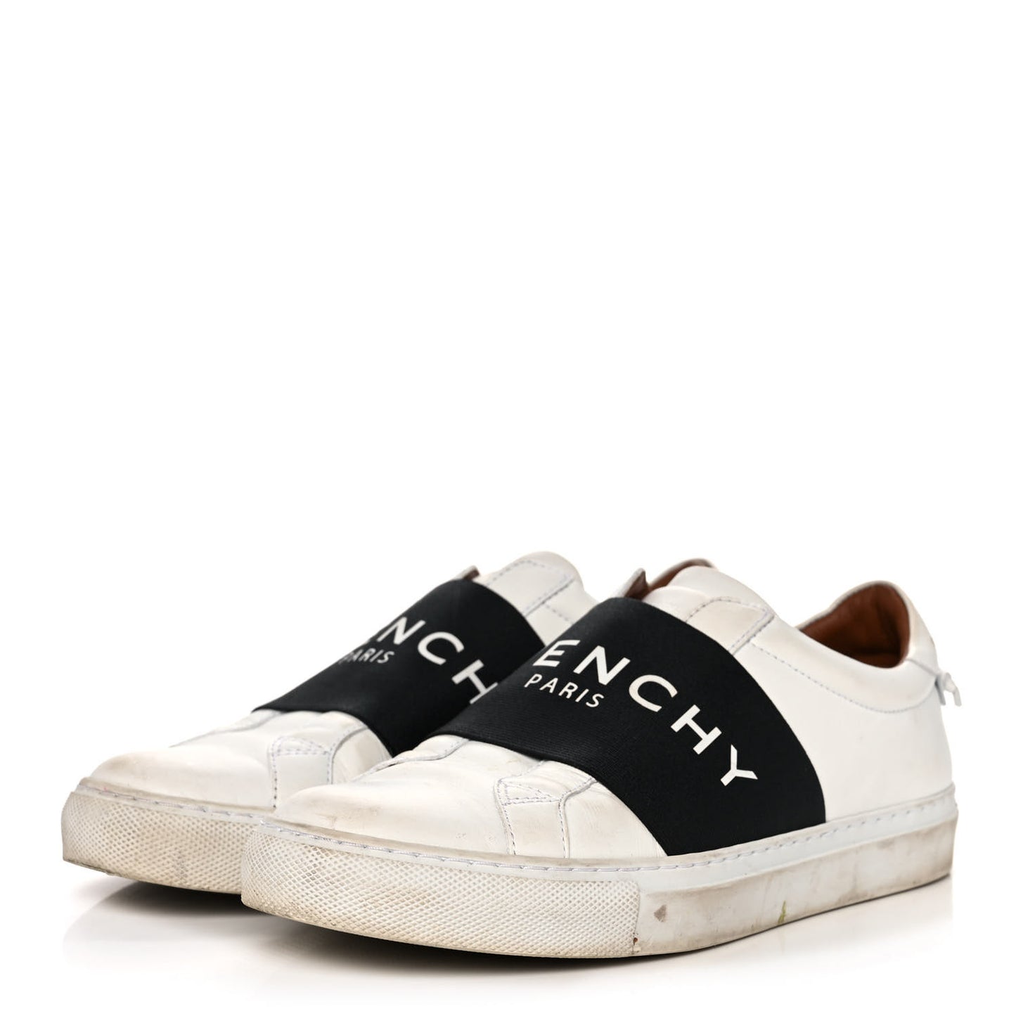 Calfskin Band Logo Womens Urban Street Sneakers 38.5 White Black