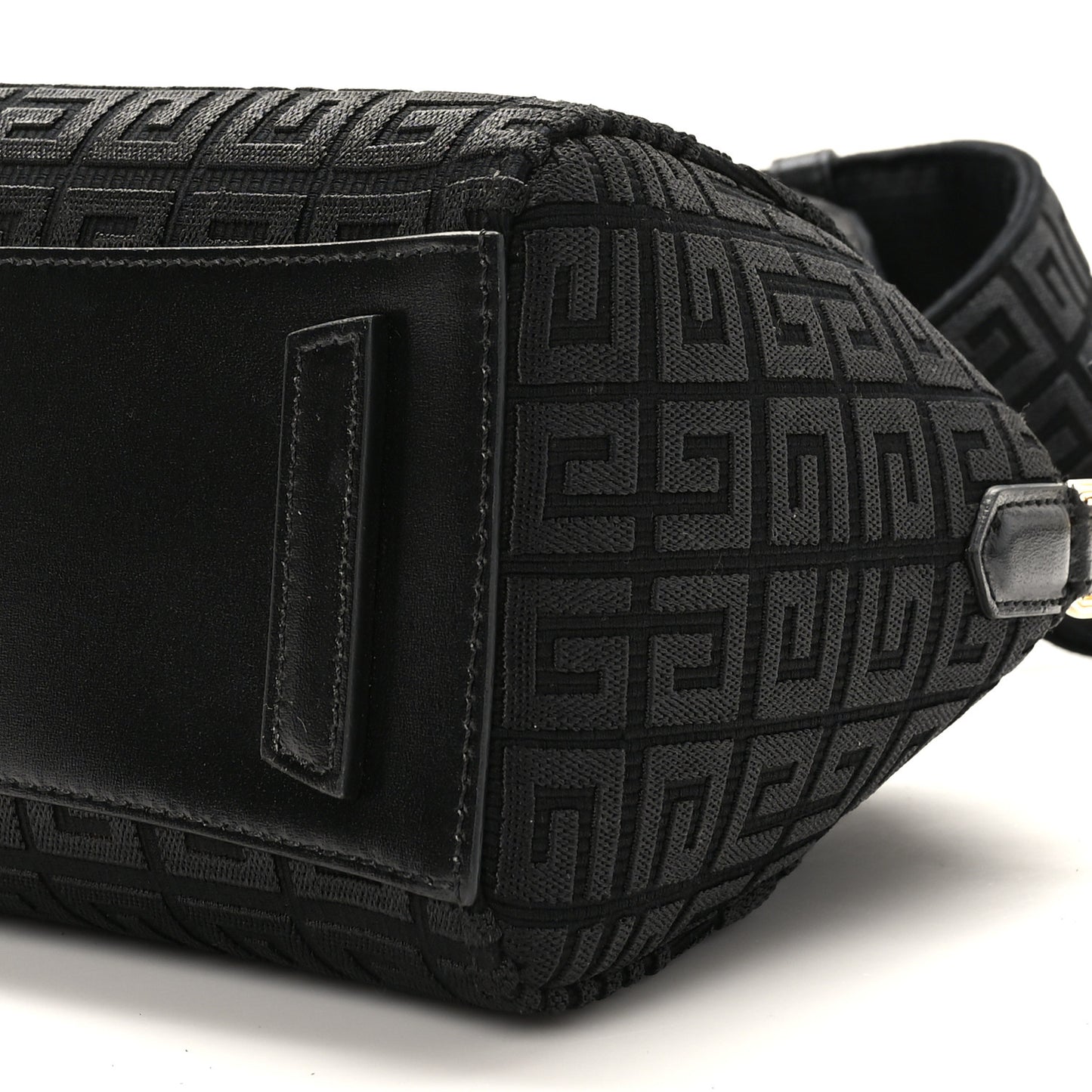 Canvas Jacquard Embroidered Calfskin 4G Mini Antigona Black