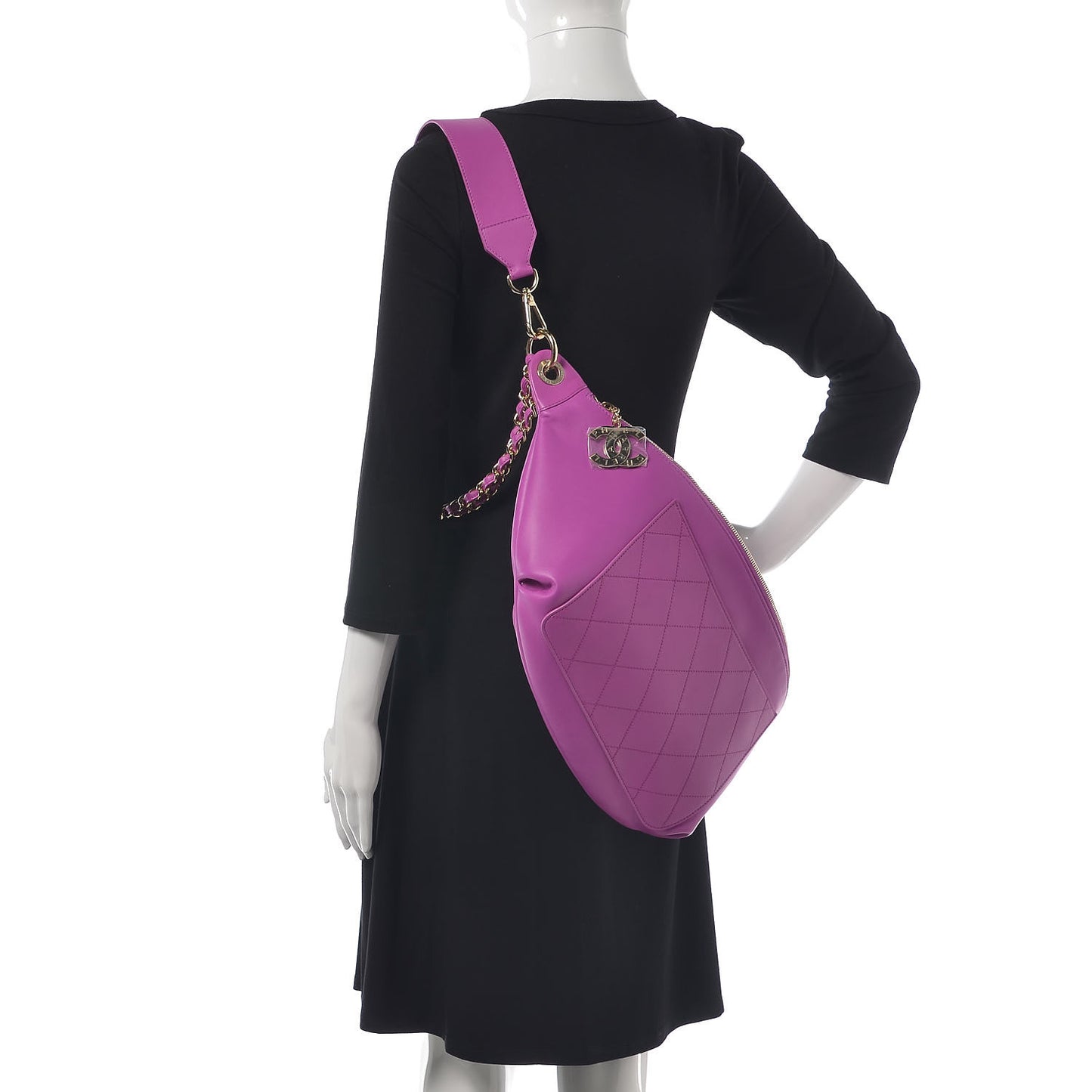 X PHARRELL WILLIAMS Lambskin Oversized Waist Belt Bag Fuchsia