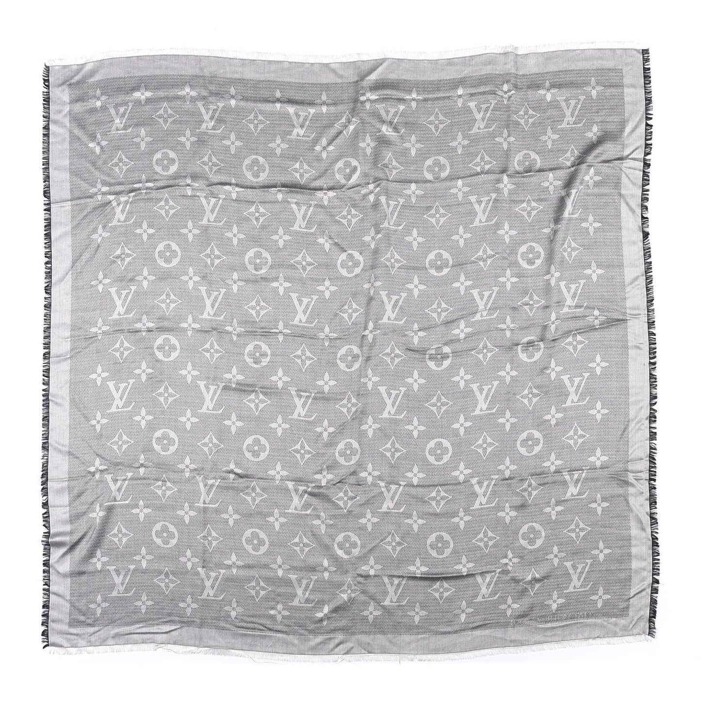 Silk Wool Beyond Monogram Shawl Silver