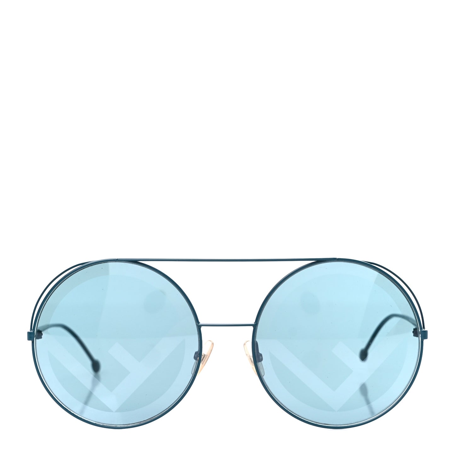 Metal F is Fendi Printed Run Away Round Frame Sunglasses FF 0285/S Blue