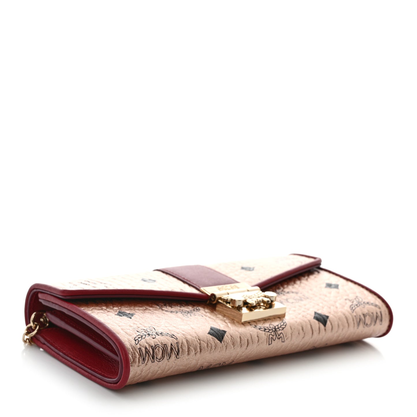 Metallic Visetos Patricia Wallet On Chain Red Champagne Gold