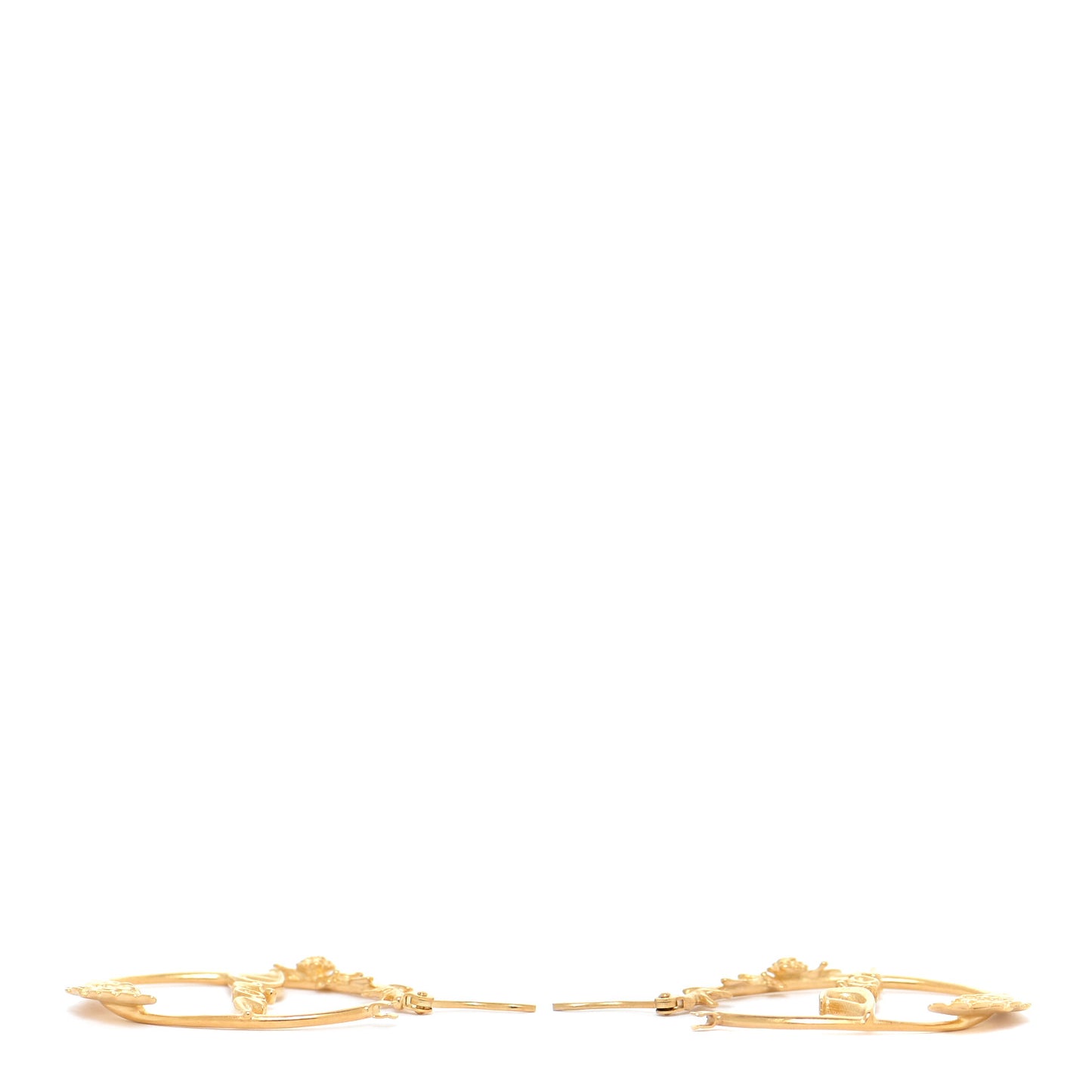 Metal Script Hoop Earrings Gold