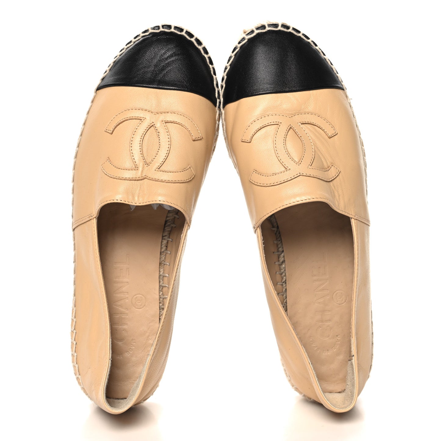 Lambskin CC Espadrilles 37 Beige Black