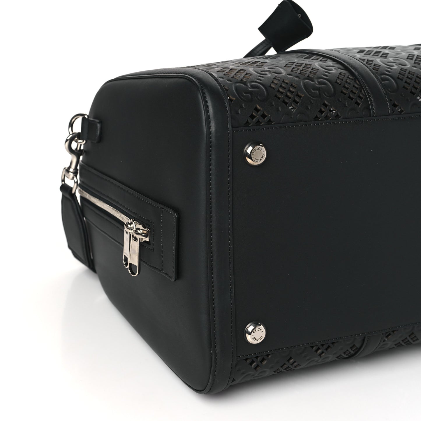 Perforated GG Embossed Duffle Bag Black