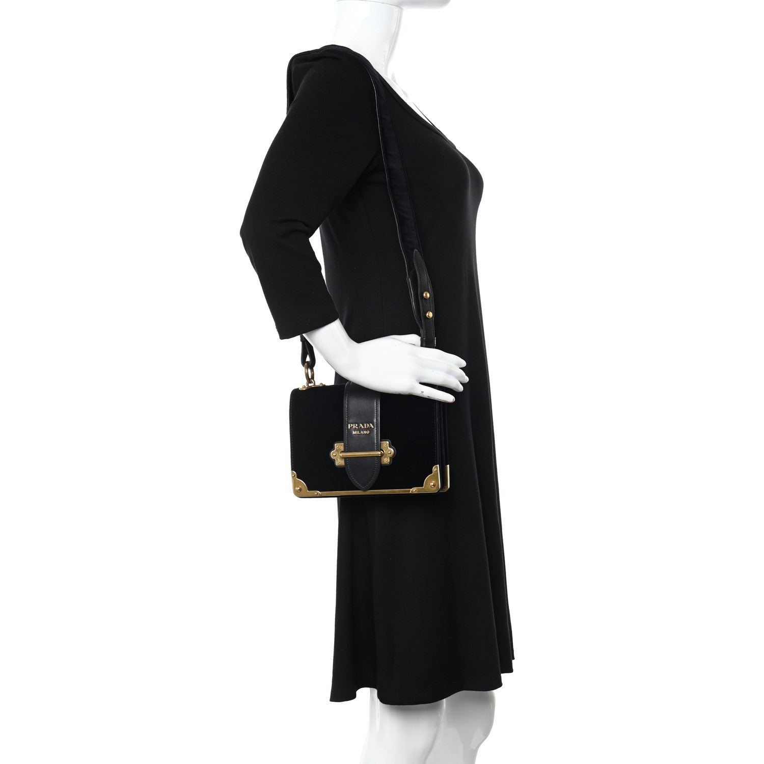 Prada Velvet City Calfskin Cahier Bag Black 2 of 9