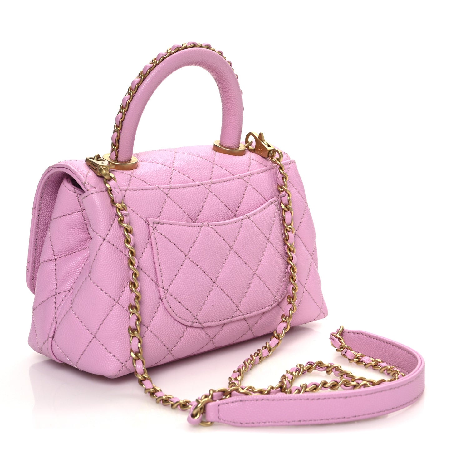 Caviar Quilted Extra Mini Coco Chain Handle Flap Pink