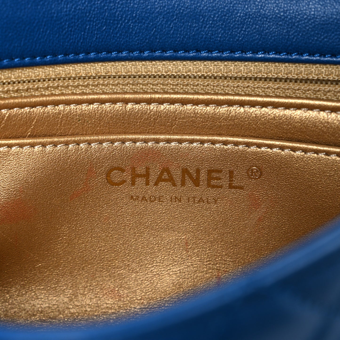 Lambskin Quilted Pearl Crush Mini Rectangular Flap Blue