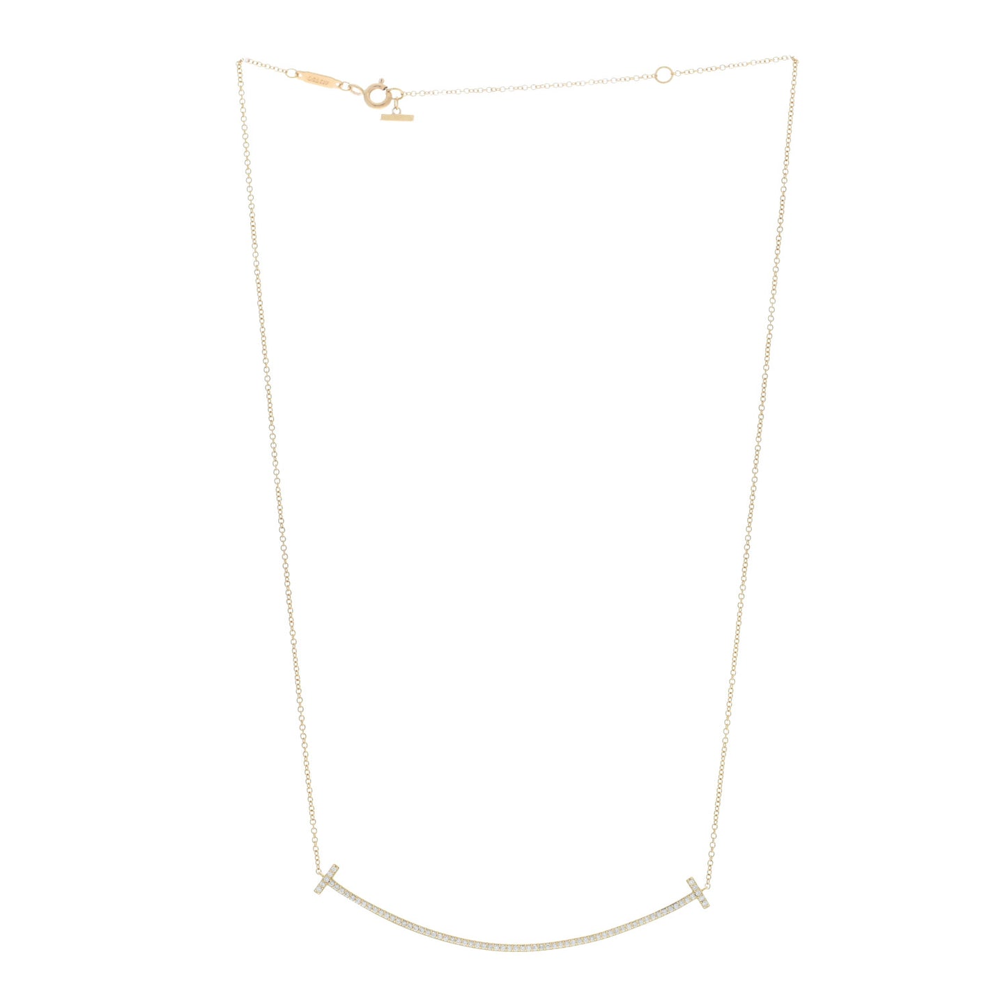 18K Yellow Gold Diamond Large T Smile Pendant Necklace