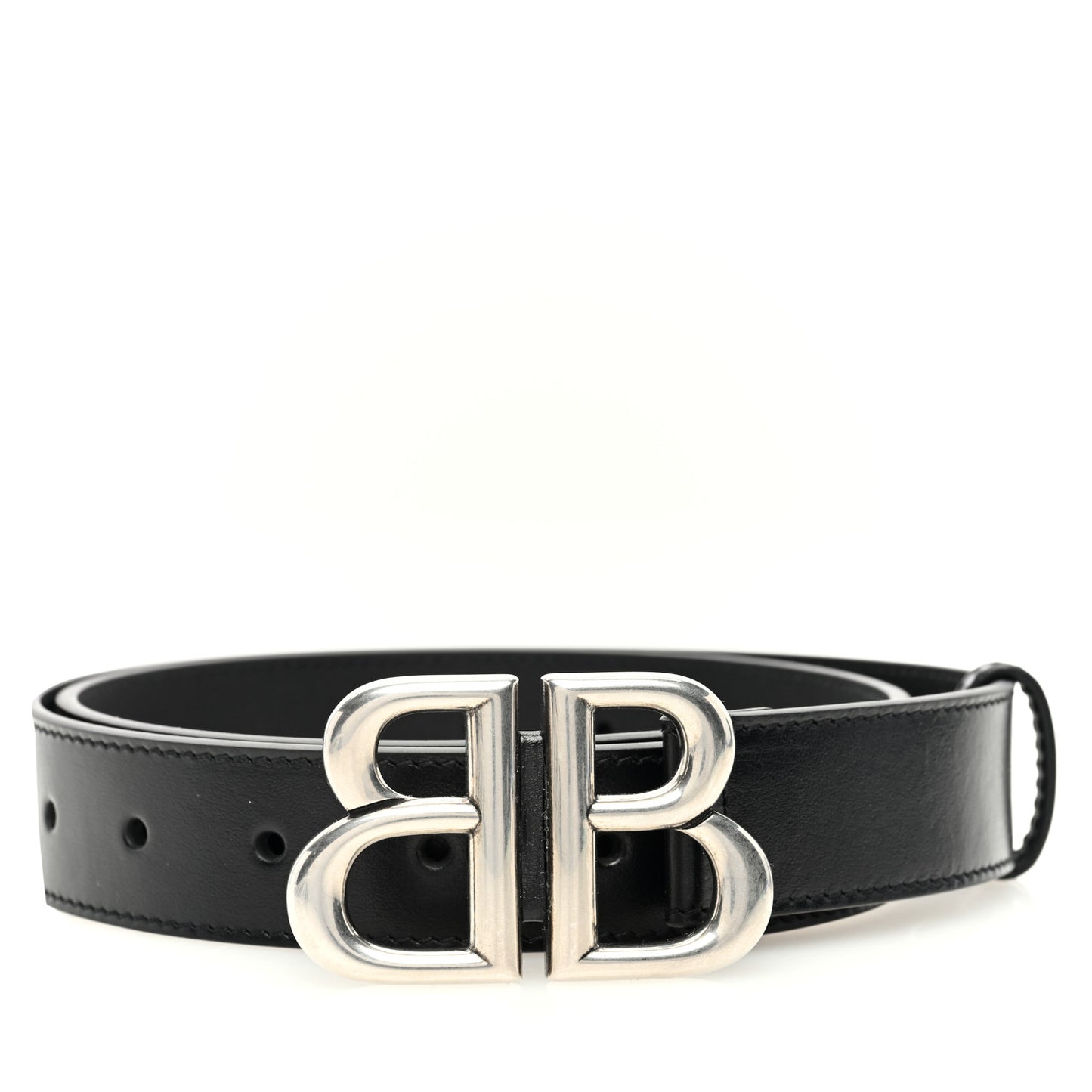 X BALENCIAGA Plutone Calfskin Belt 85 34 Black