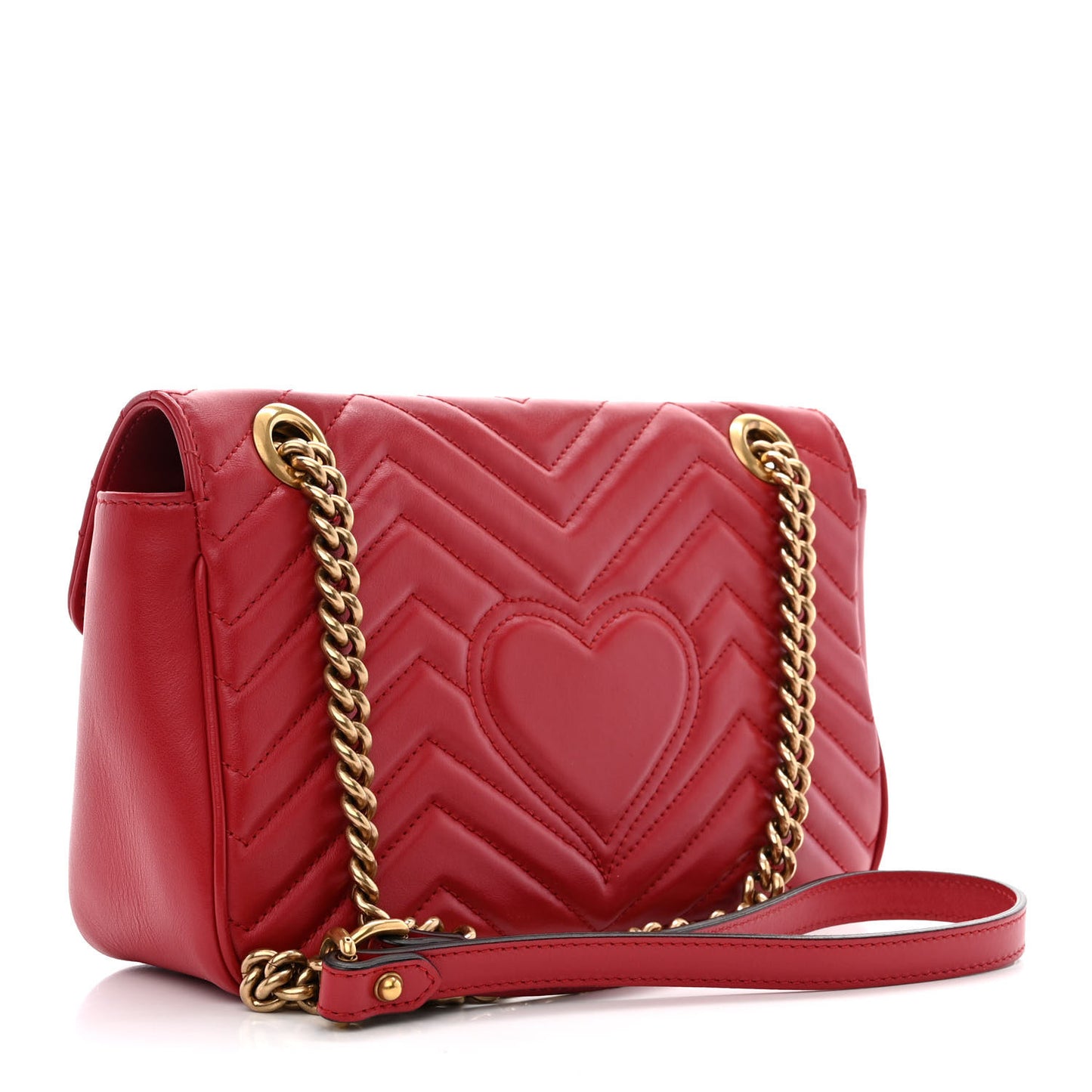 Calfskin Matelasse Small GG Marmont Shoulder Bag Hibiscus Red