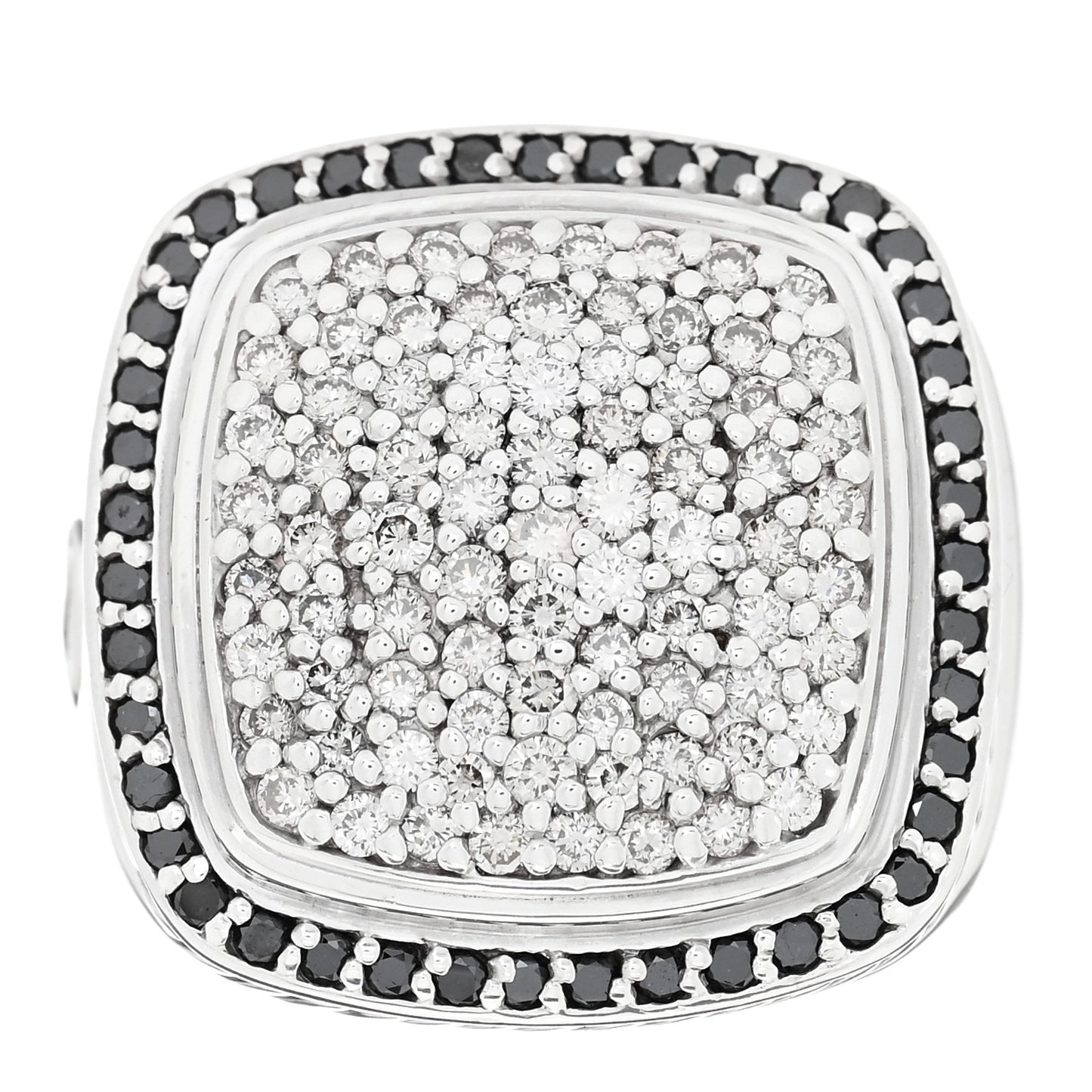 Sterling Silver Diamond Black Diamond 14mm Albion Pave Ring 53 6.5