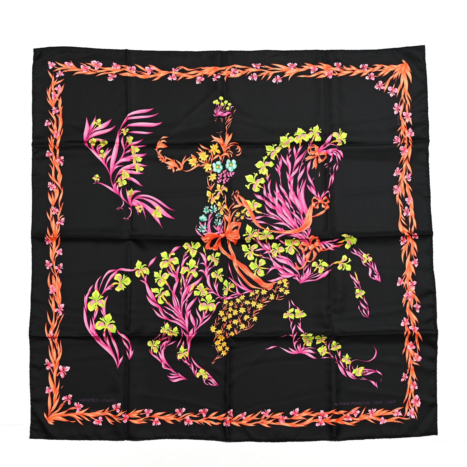 Hermes Silk Cheval Fleuri Scarf 90 1105375 – FASHIONPHILE