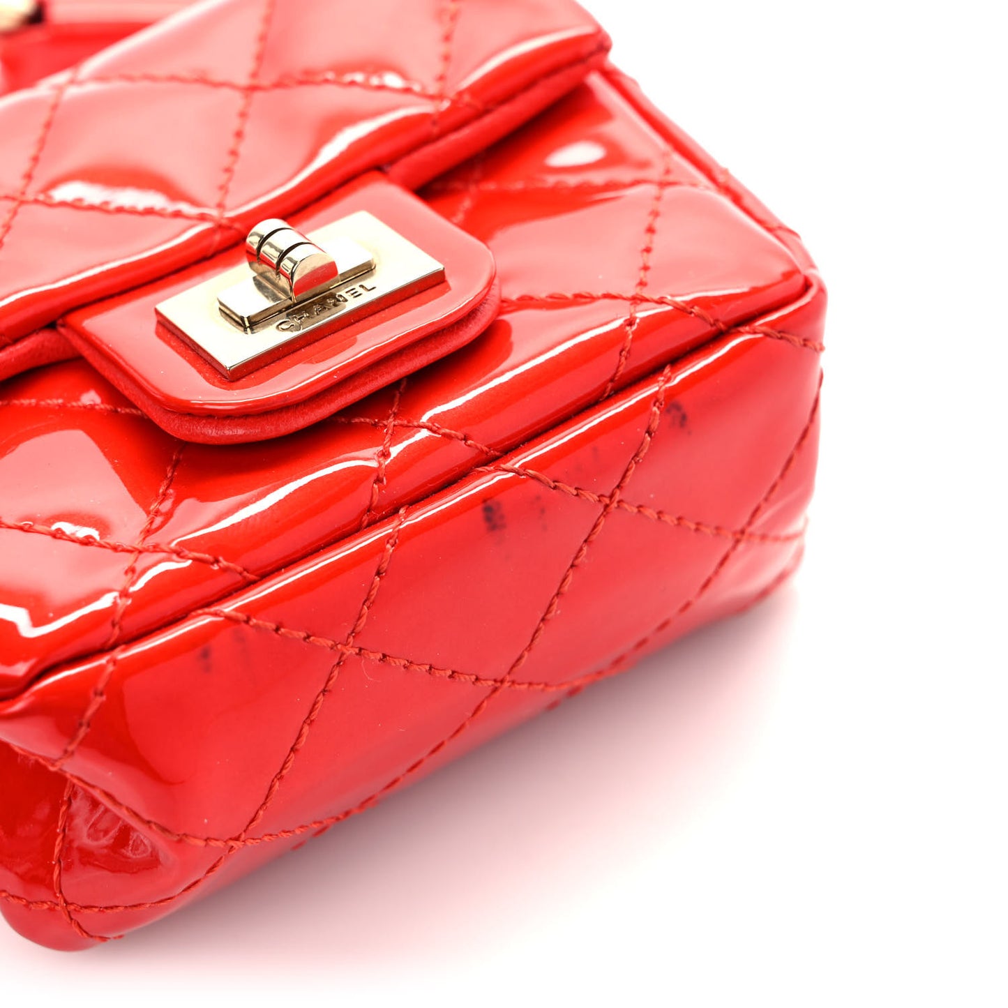 Patent Quilted 2.55 Ankle Wrist Bag Red