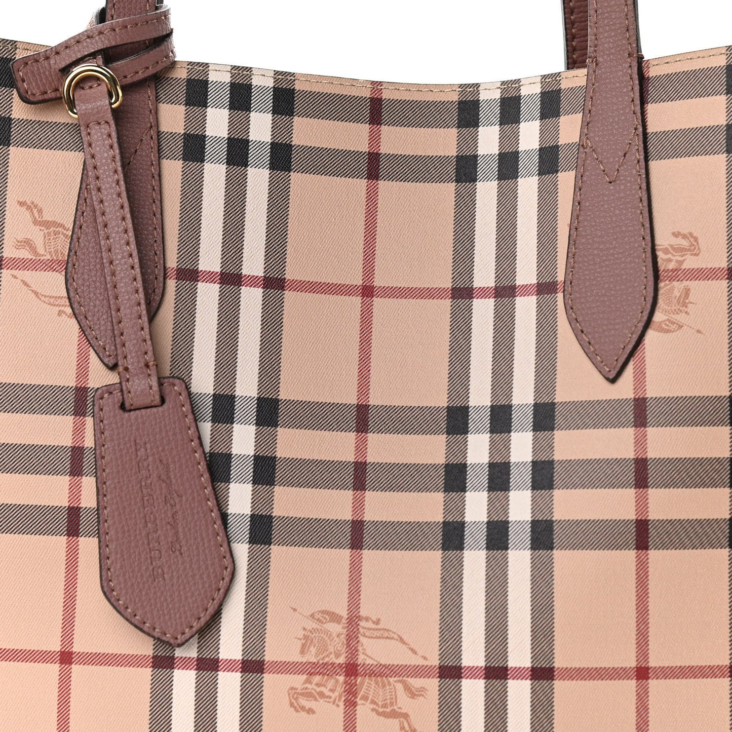 Grainy Calfskin Haymarket Check Medium Reversible Tote Light Elderberry