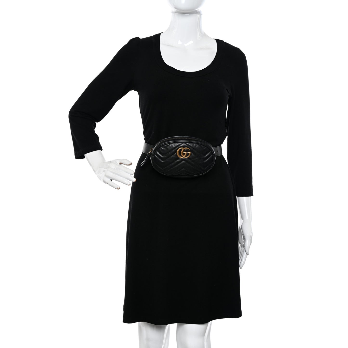 Calfskin Matelasse GG Marmont Belt Bag 75 30 Black
