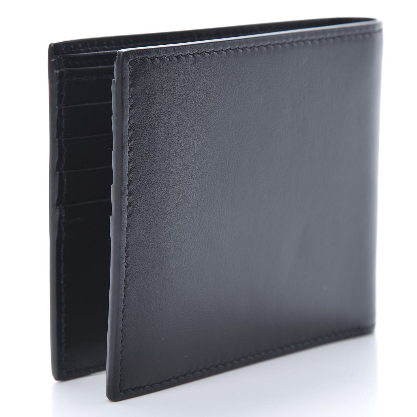Calfskin Smoking Forever Patch Bifold Wallet Black