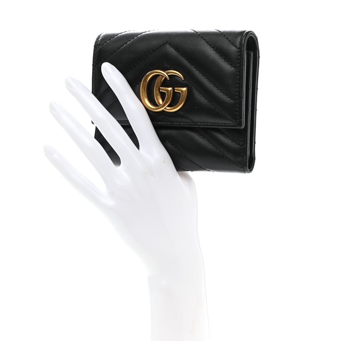 Calfskin Matelasse GG Marmont Wallet Black