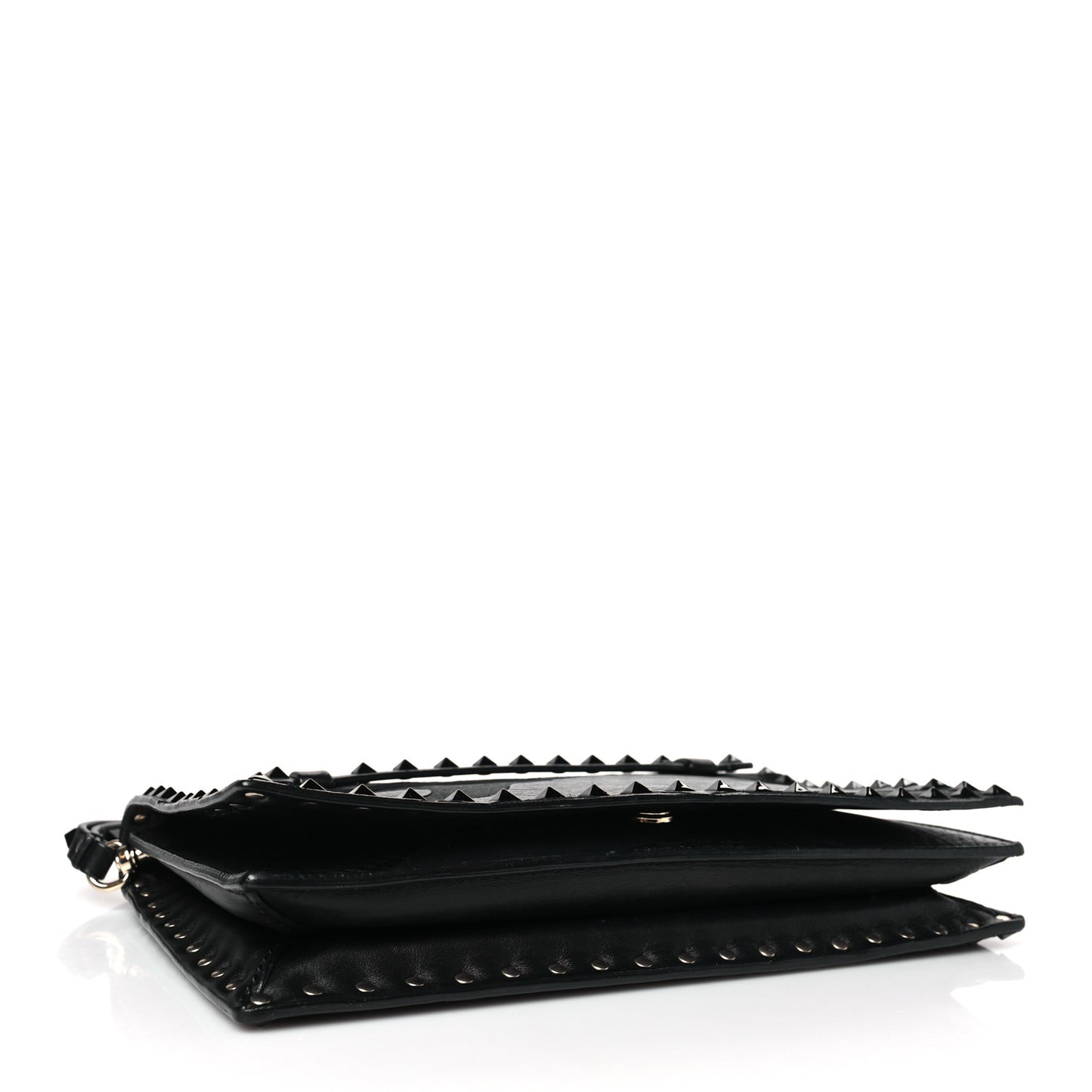 Nappa Canvas Camouflage Rockstud Wristlet Clutch Black