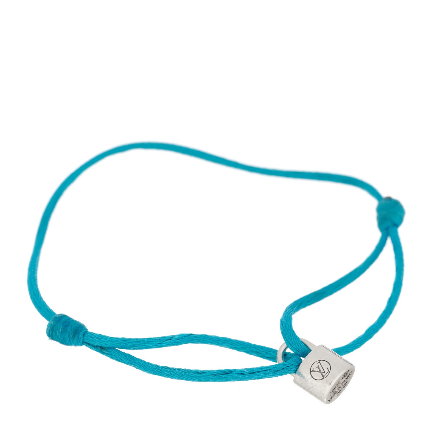 LOUIS VUITTON ブレスレット ブルー Louis Vuitton Sterling Silver Lockit Adjustable Cord Bracelet Blue