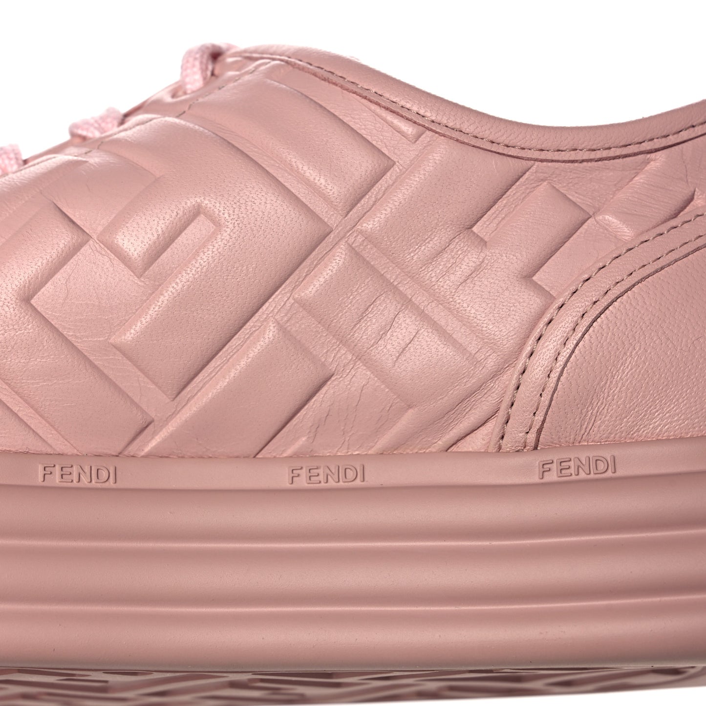 Lambksin FF Embossed Rise Low Top Sneakers 37.5 Pink