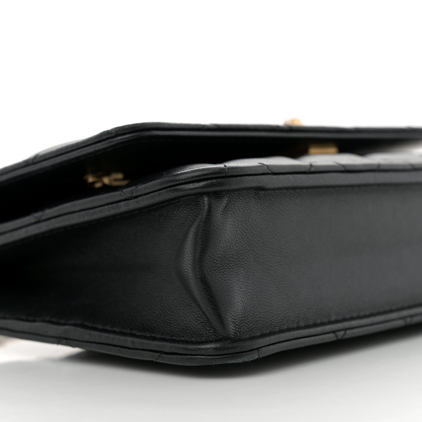 Lambskin Quilted Sweet Camellia Wallet On Chain WOC Black