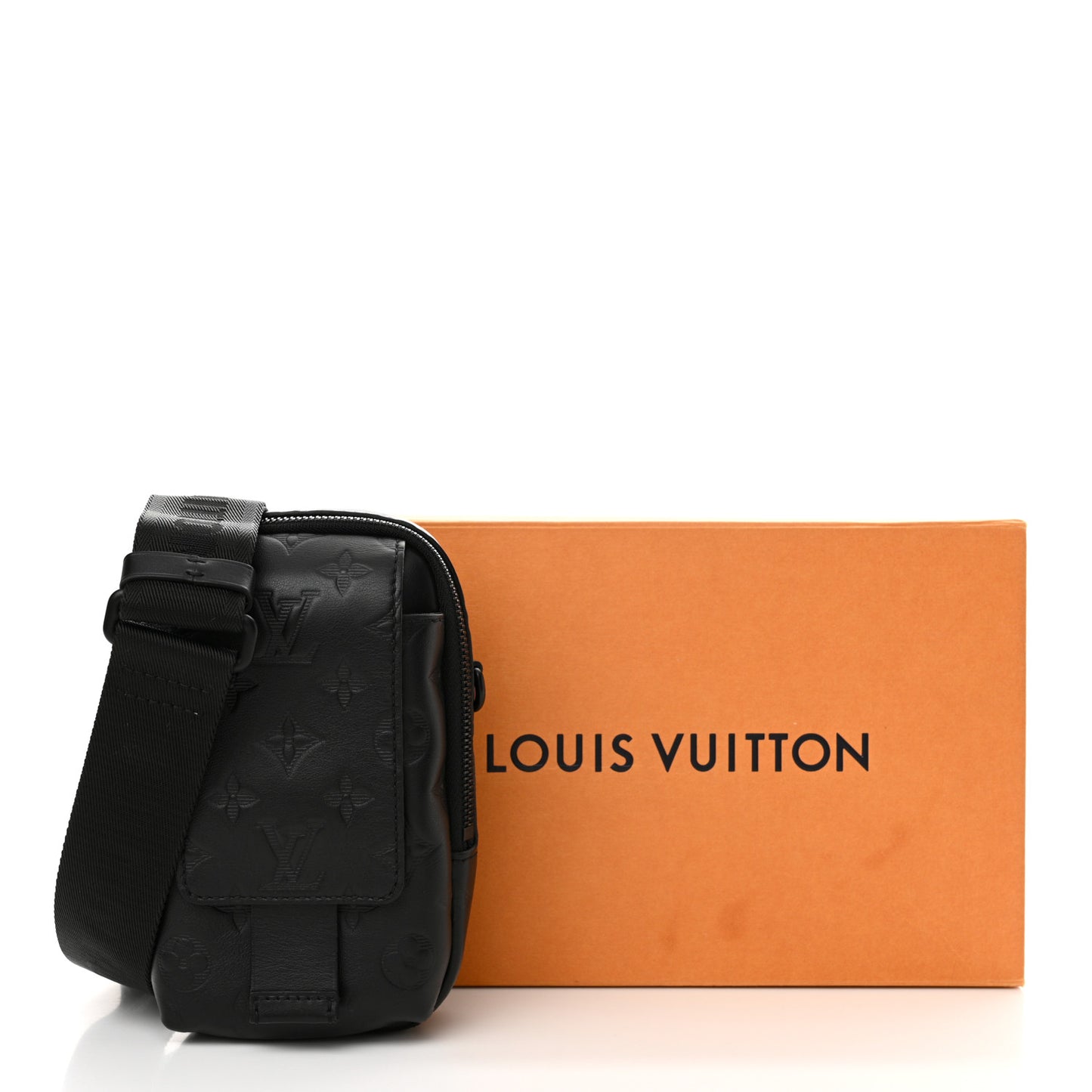 Calfskin Monogram Shadow Double Phone Pouch NM Black