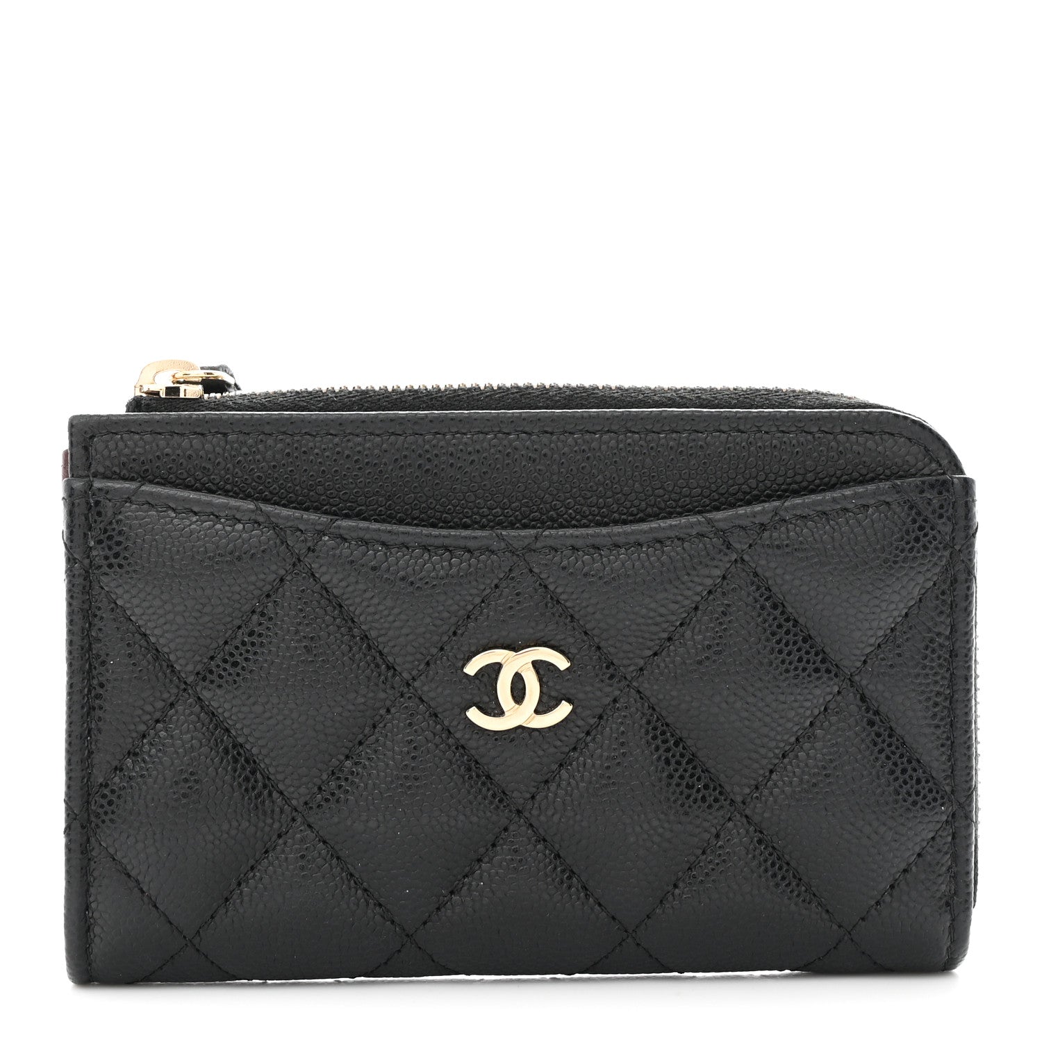 Chanel Caviar Quilted CC Zip Around Card Holder Black 1805891