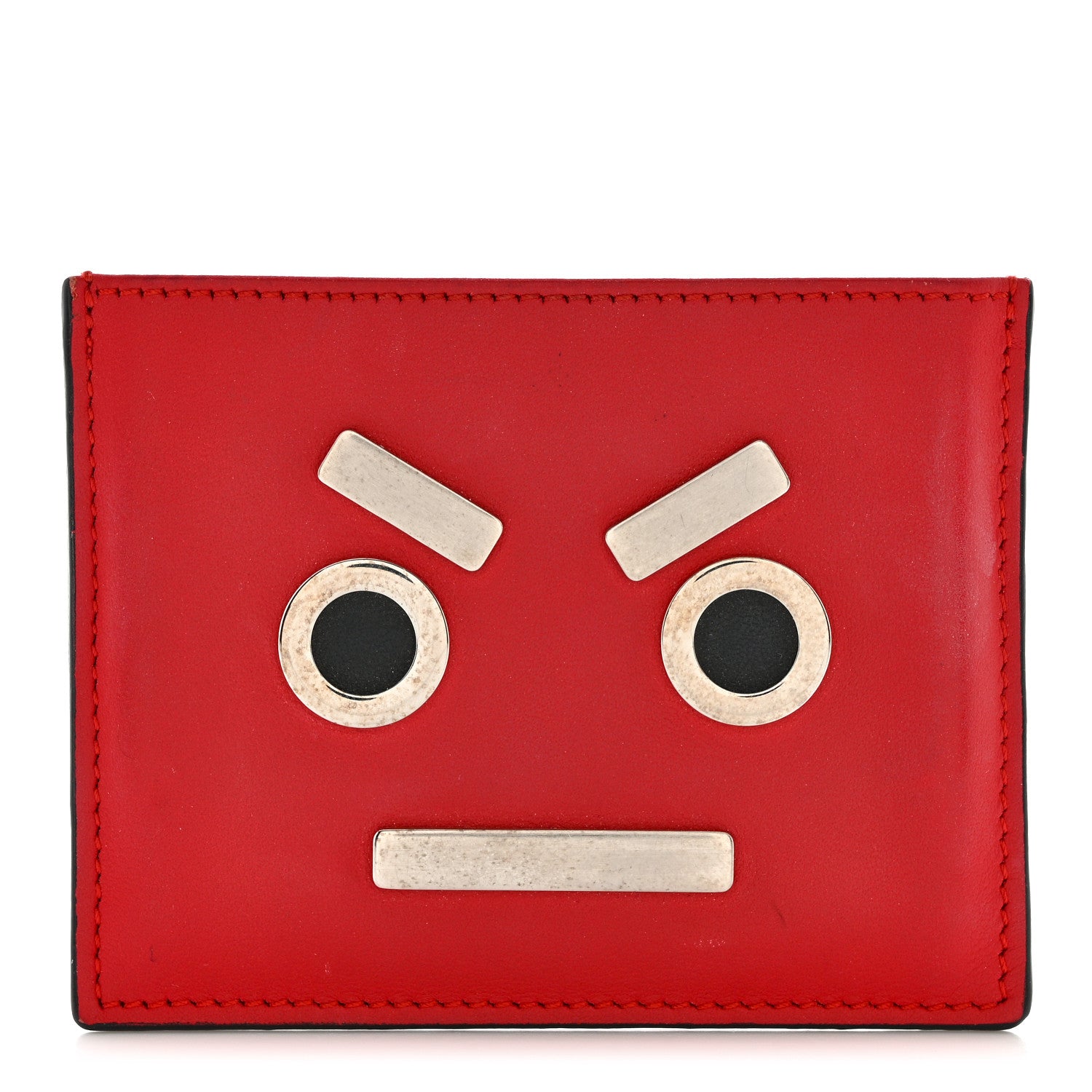 Fendi Vitello Century Face No Words Card Holder Fragola 1 of 10
