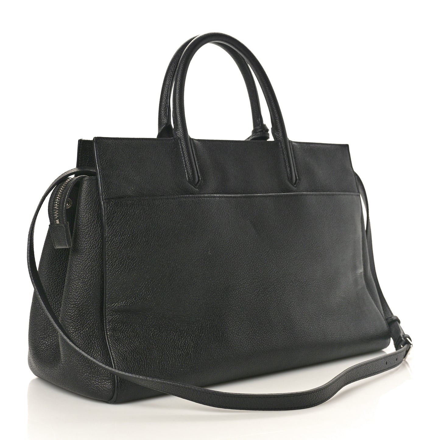 Grained Calfskin Small Cabas Rive Gauche Black