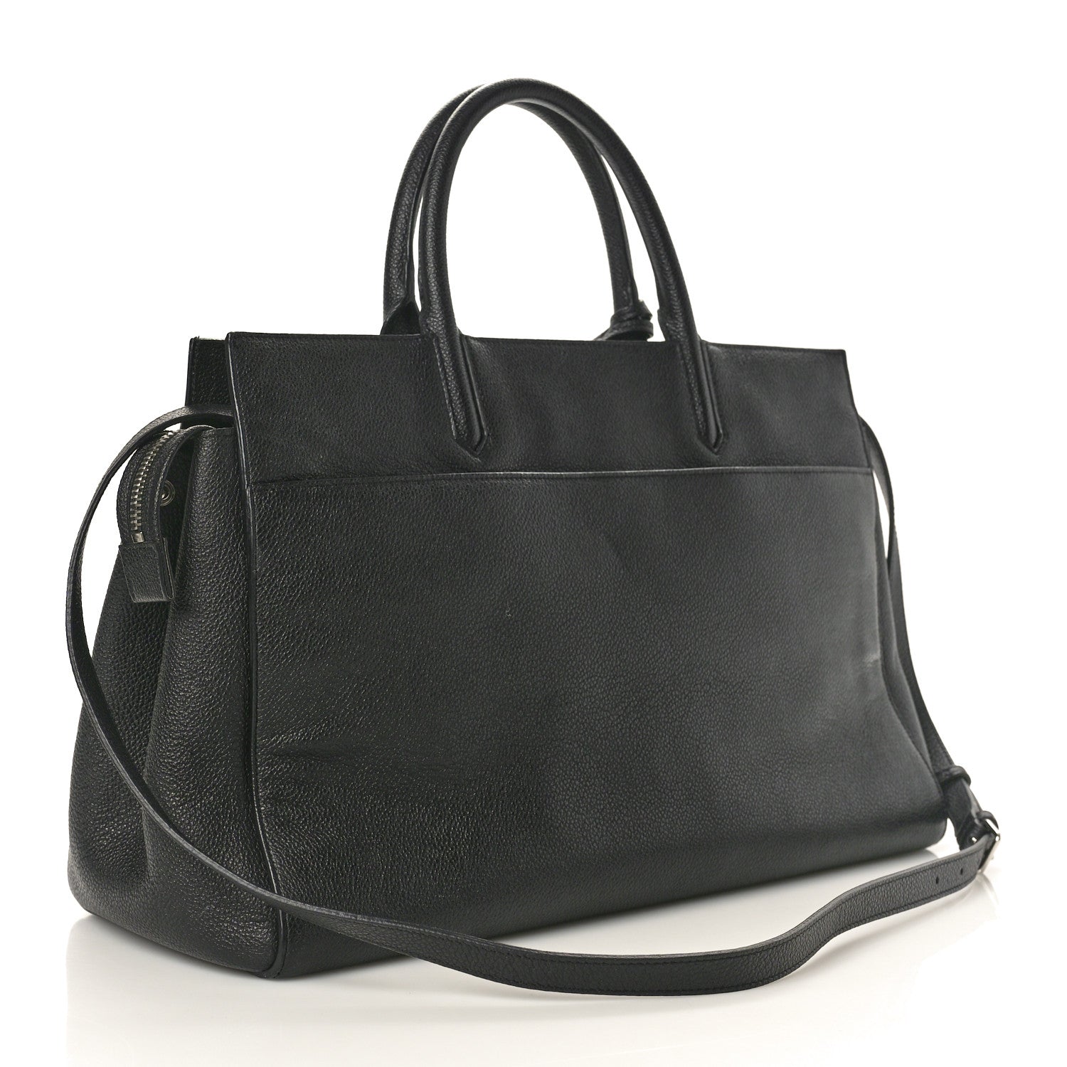 Saint Laurent Grained Calfskin Small Cabas Rive Gauche Black 3 of 9