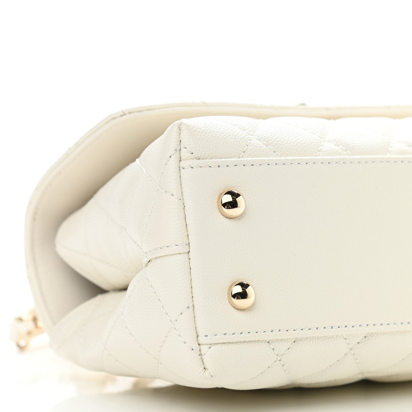 Caviar Quilted Mini Coco Handle Flap White