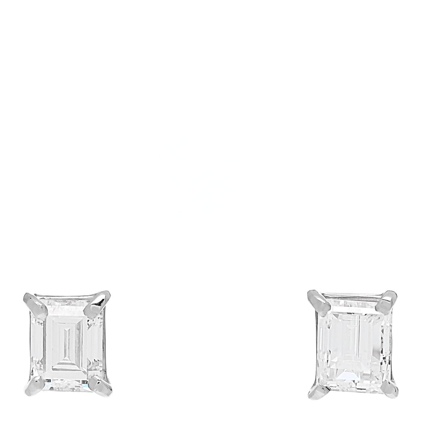 Platinum Diamond .524ctw Rectangular Step Cut Solitaire Earrings
