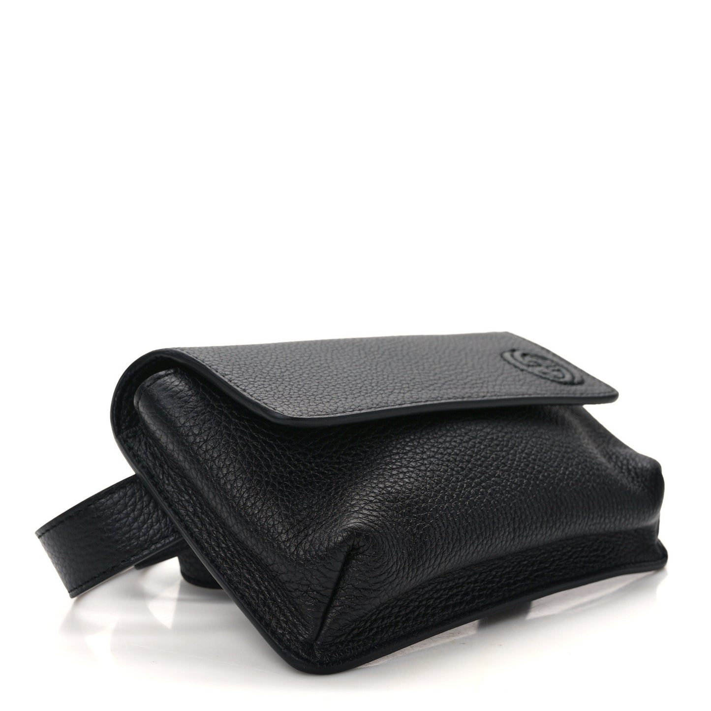 Pebbled Calfskin Soho Flap Belt Bag Black